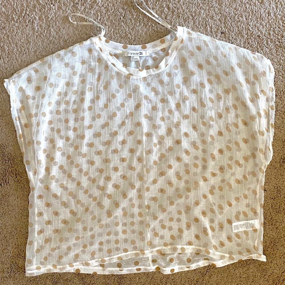 Forever 21 Polkadot White Crop Top